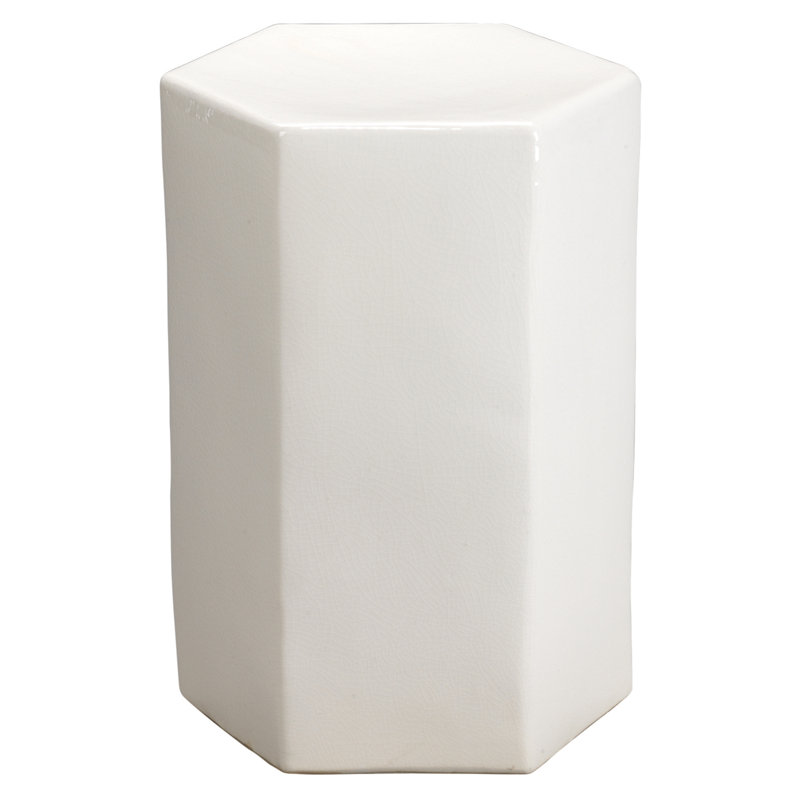 Porto Drum End Table, White