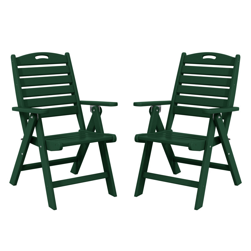 Patio Folding Highback Dining Chair Set Of 2, Green
