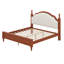 Structure de lit avec tête de lit tapissier courbée, structure de lit en bois de style Mid-Century avec support à lattes de bois-130918882-130918883