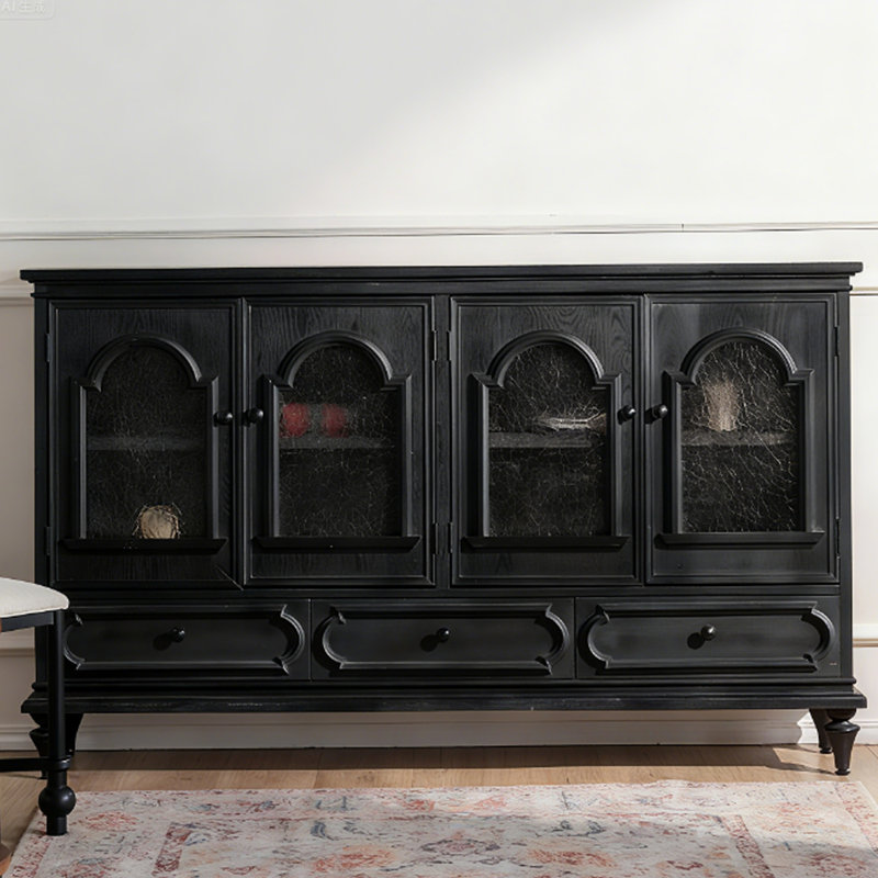 Modern Black Solid Wood Sideboard