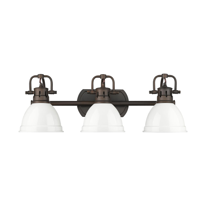 Iftimie 3-Light Bath Vanity, White, Rubbed Bronze