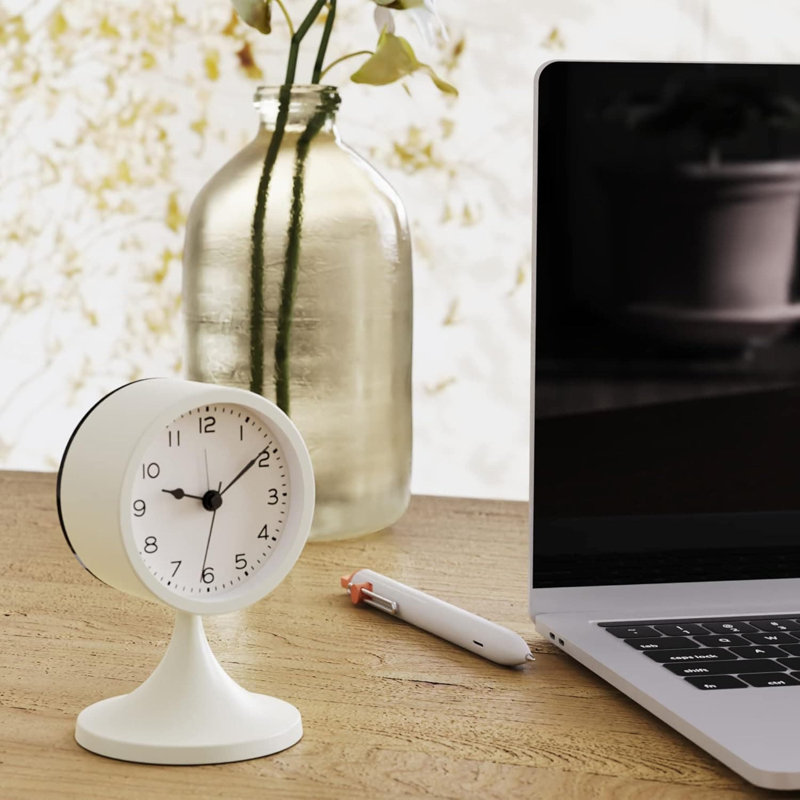 Analogue Electric Alarm Tabletop Clock, White