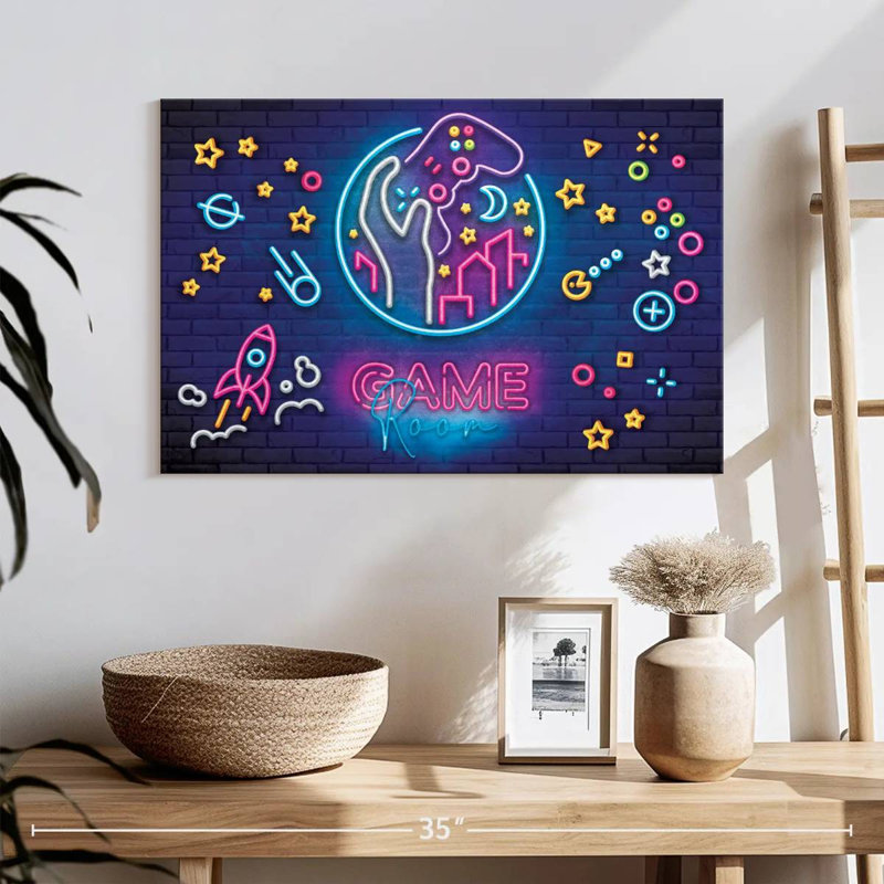«Game Room», néons sur toile, H 16 po x l 24 po x P 1,25 po