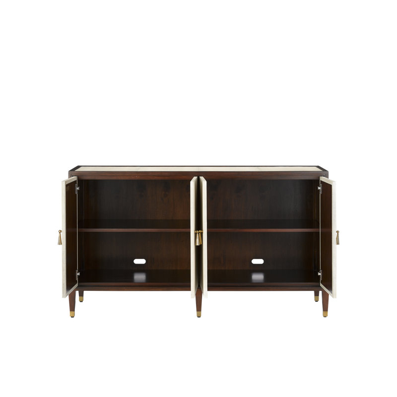 Evie 60.25'' W Sideboard, Ivory, Dark Walnut, Brass