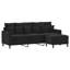  Canapé 3 places avec repose-pieds en velours noir-679319248-679319255