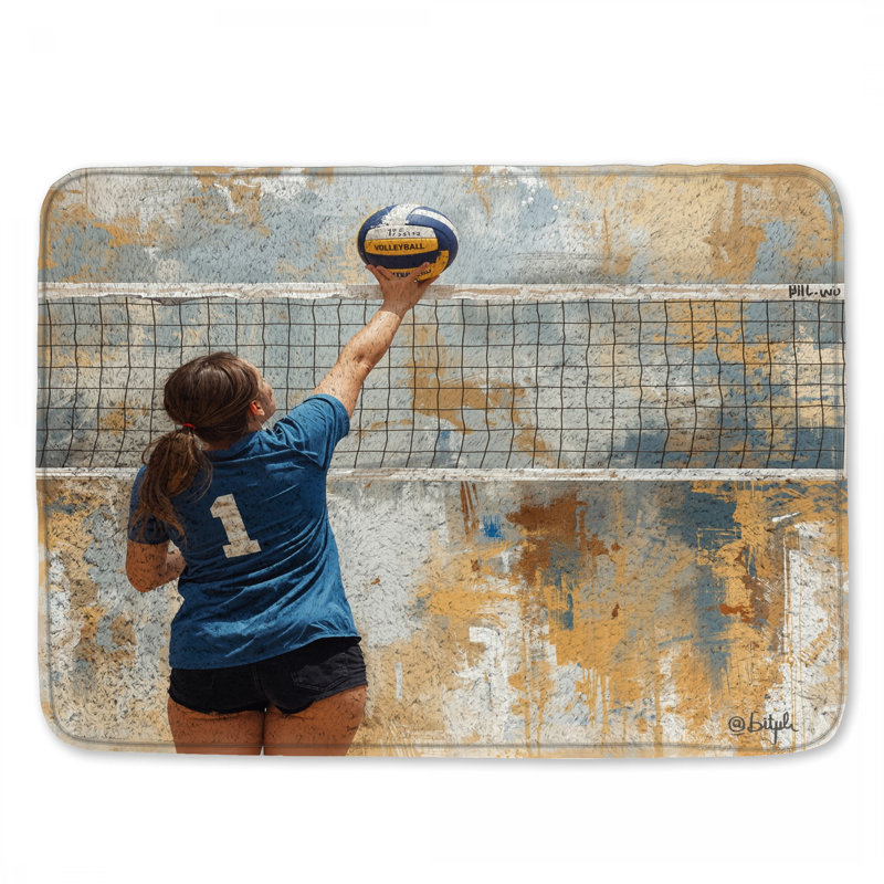 Tapis de bain fille jouant au volleyball, L 24 po x L 17 po