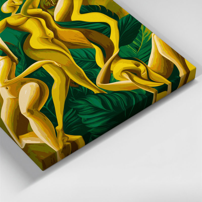 Abstrait art figuratif sur toile vert, H 18 po x l 12 po