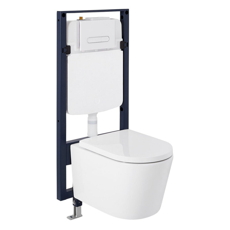 White High Efficiency Wall Mounted Dual Flush Elongated Toilet