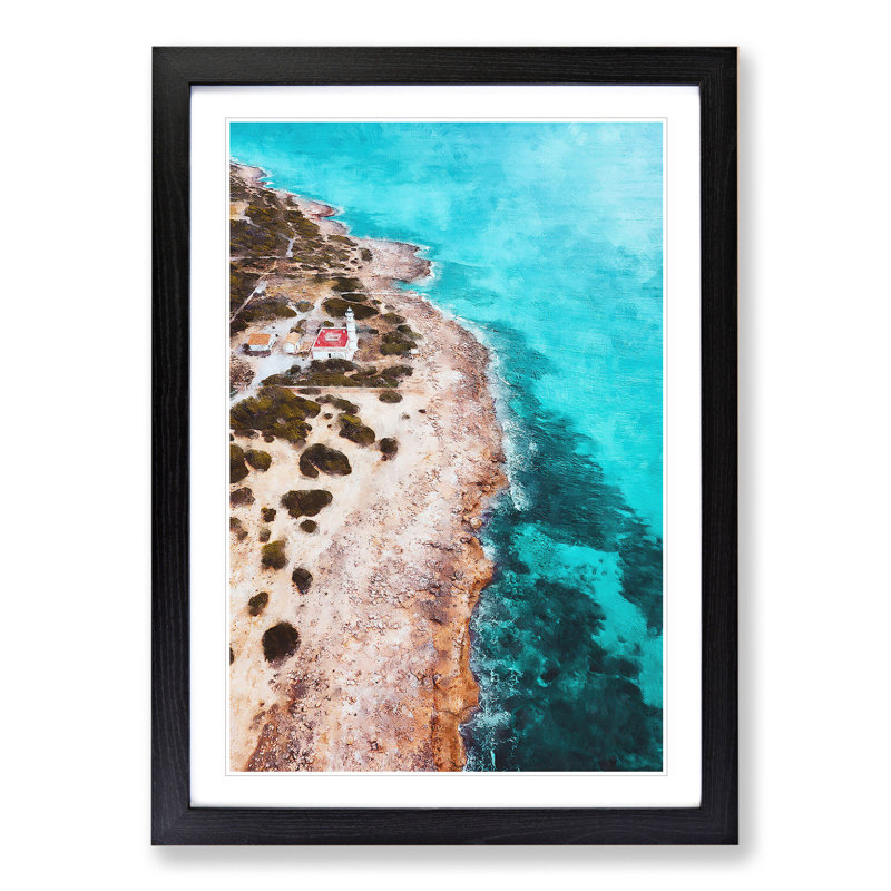 Lighthouse on the Coast of Spain - Picture Frame Graphic Art, Black Framed, 36cm H x 27cm W x 2cm D