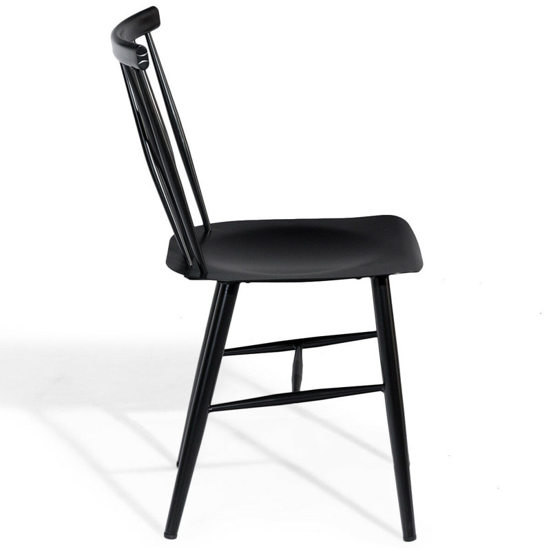 Black Metal Cross Back High Dining Side Chair Set