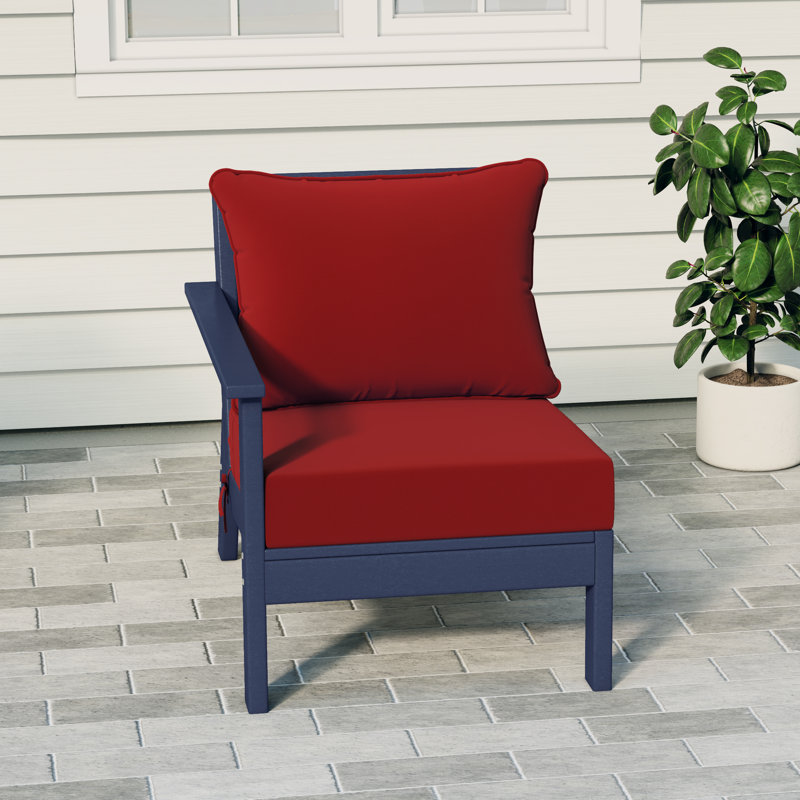 Deep Seating Left Arm Chair With Cushions, Red, Navy Blue