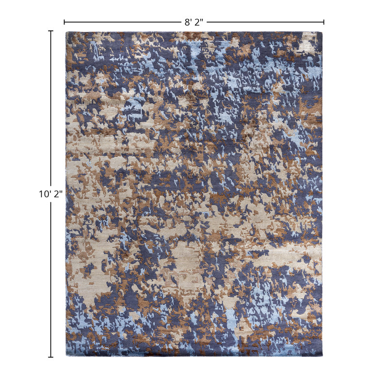 Tapis unique noué à la main moderne beige 8 pi 2 po x 10 pi 2 po Modern