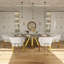 Table de salle à manger en bois 78 po avec base en or poli-1757498946-1757498947-1757498956