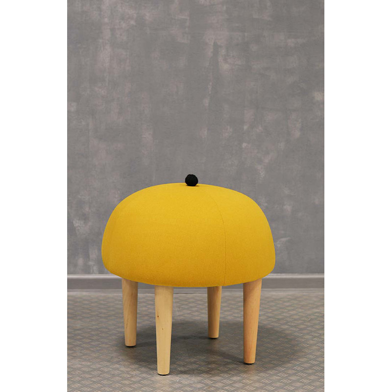 Moher Solid Wood Accent Stool, Yellow