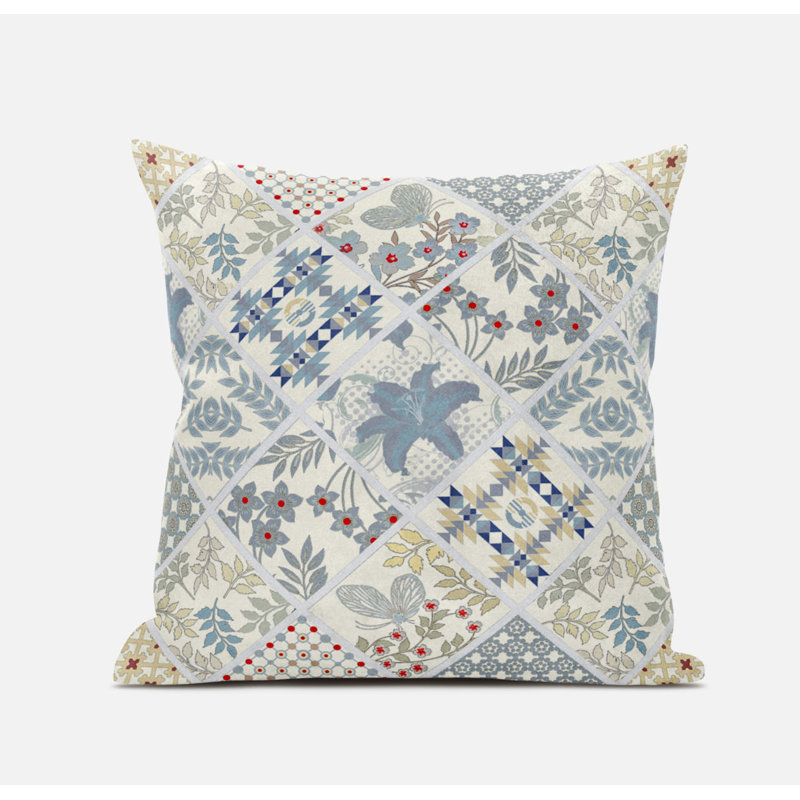 Coussin en suède avec fermeture à glissière Fall Patch, 20 po X 20 po, Gris crème