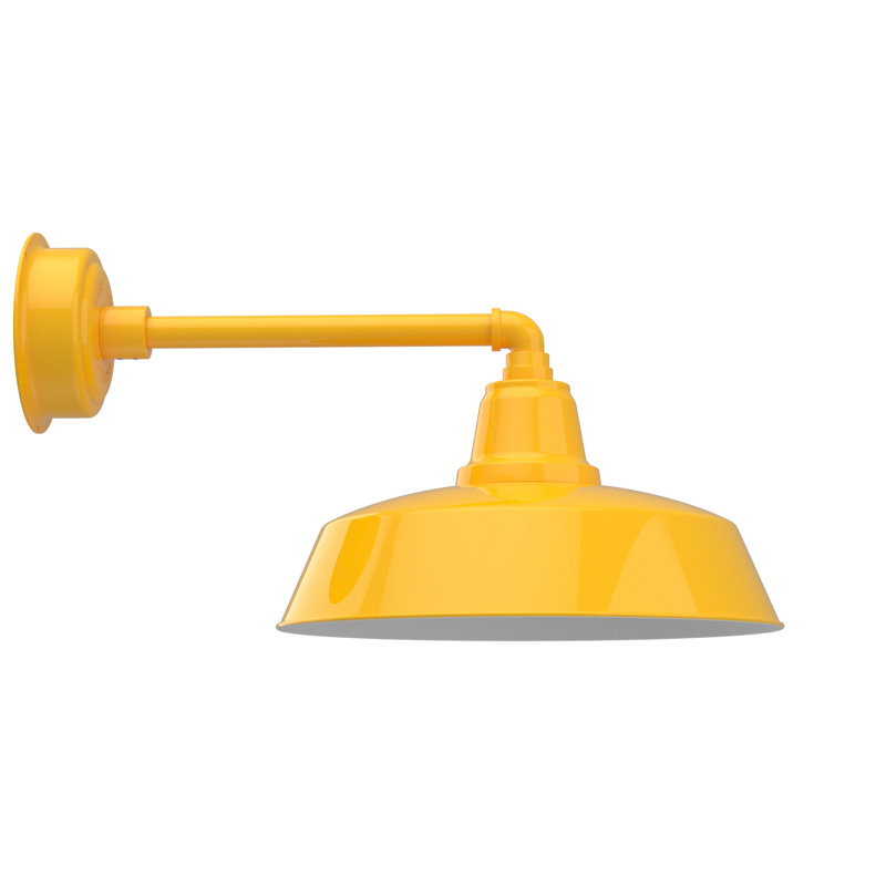 Luminaire de grange d’extérieur à del Vandervliet, Jaune, H 10,13 po x l 16 po x p 24,5 po
