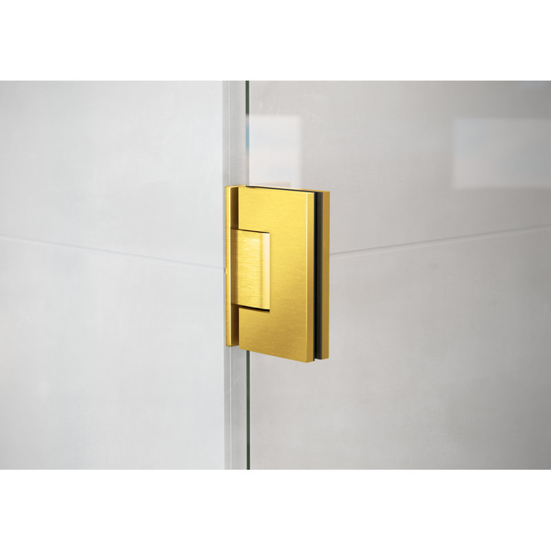 78" H Pivot Frameless Shower Door, Satin Brass