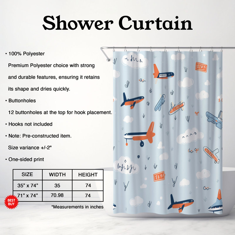 Rideau de douche Premium, H 74 po x l 71 po