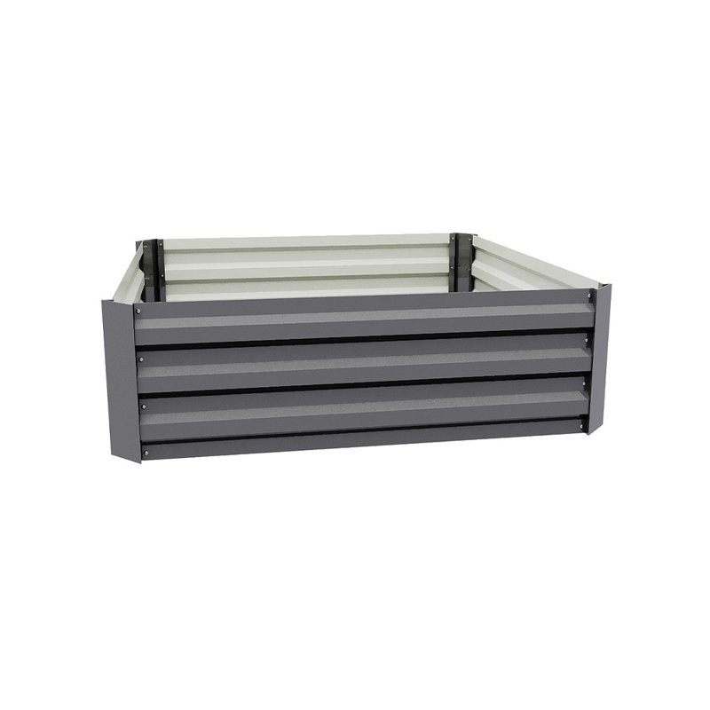 Galvanised Steel Raised Garden Bed, Grey, 30cm H x 100cm W x 100cm D