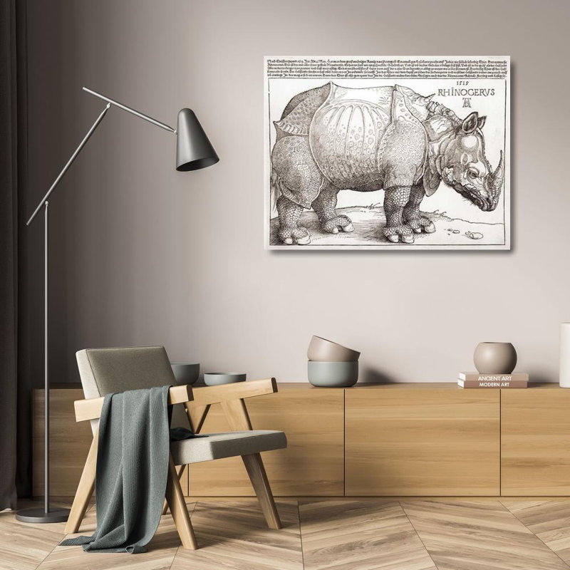 Art sur toile tendue Lark Manor ™ Durer, Albrecht, "The Rhinoceros", H 20 po x l 24 po