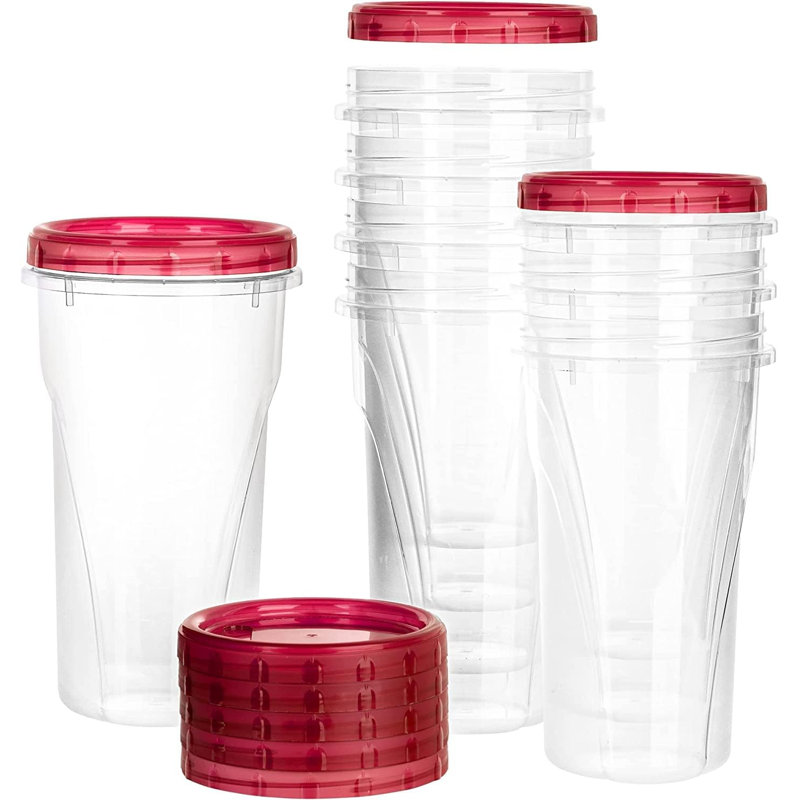  48Oz Plastic Food Storage Container With Red Twist & Seal Lids - Airtight, Reusable, And Leak-Proof - For Meal Prep, Lunch, And Snack (8)