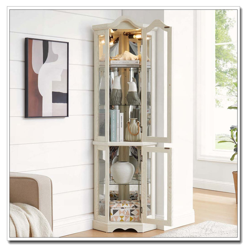 Vitrine lumineuse en verre, Blanc, H 70 po x l 22 po x P 16 po