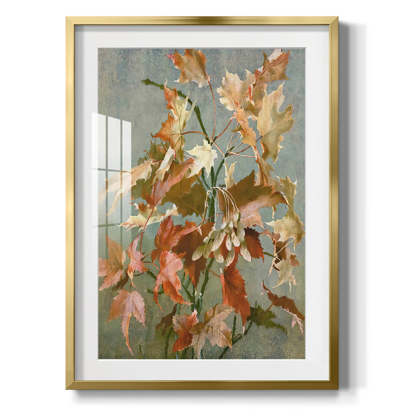Automne antique II, Blanc, Papier avec cadre doré