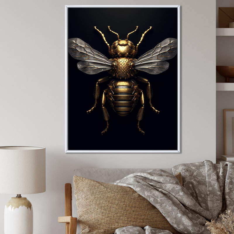 «Mecanical Bumble Bee I», reproduction d'art sur toile, H 32 po x l 24 po x P 1 po, Cadre flottant blanc