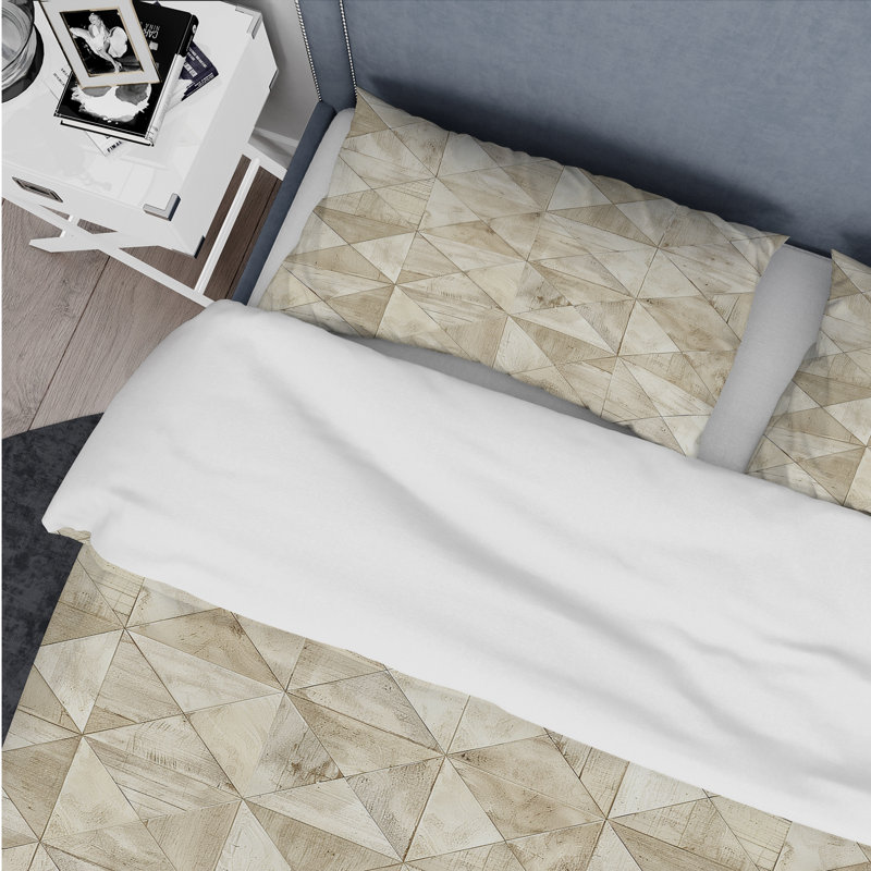 Beige Modern Triangle II - Ensemble de housse de couette moderne, Housse de couette très grand et 2 très grandes t
