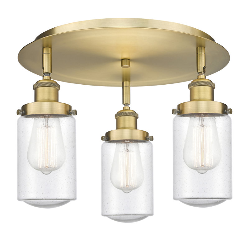Erkson Glass Flush Mount, Seedy, Brushed Brass