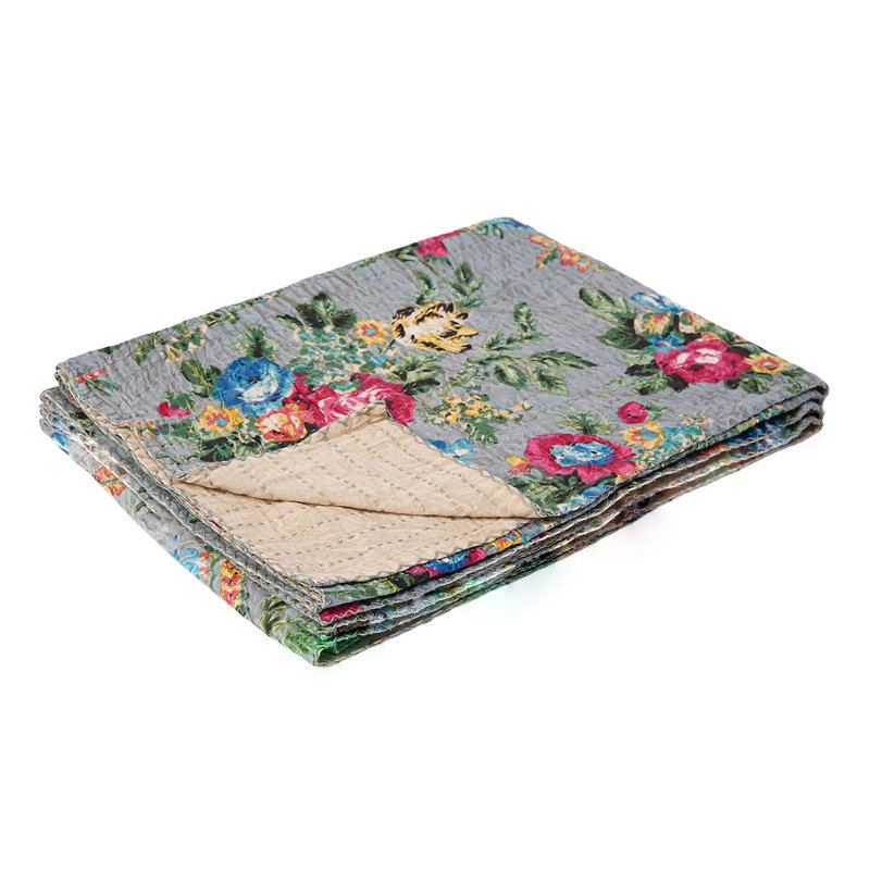 Kantha Quilted Throw Blanket