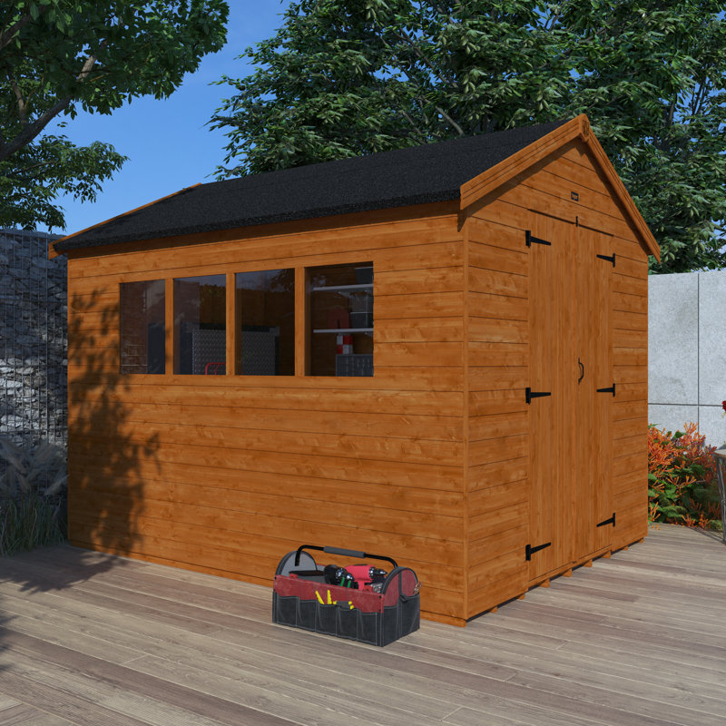 8 ft. W x 10 ft. D Solid Wood Shiplap Apex Garden Shed