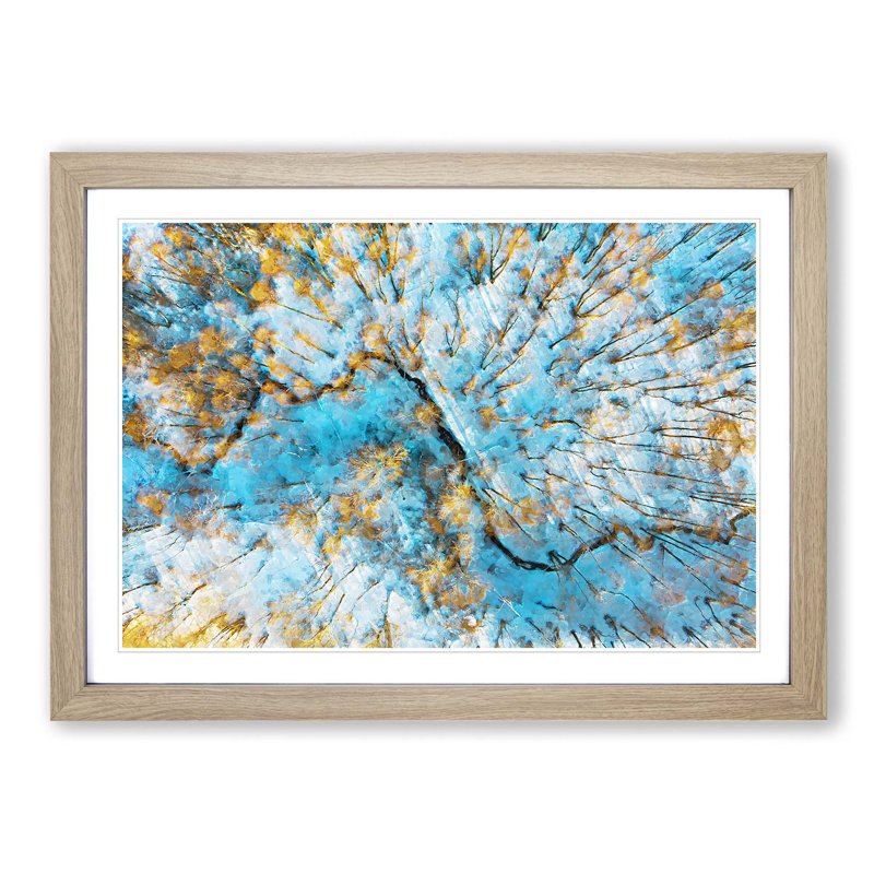 Stream Through a Winter Forest - Picture Frame Graphic Art Print, 62cm H x 87cm W x 2cm D, Oak Framed