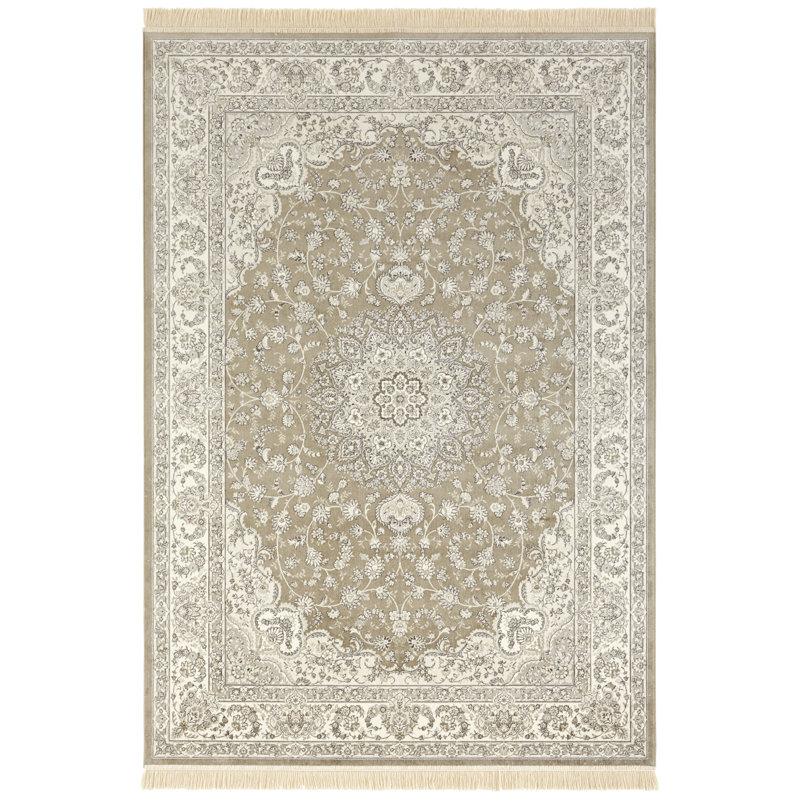 Antik Nain Tufted Olive Green/Grey Rug, Rectangle 135 x 195cm