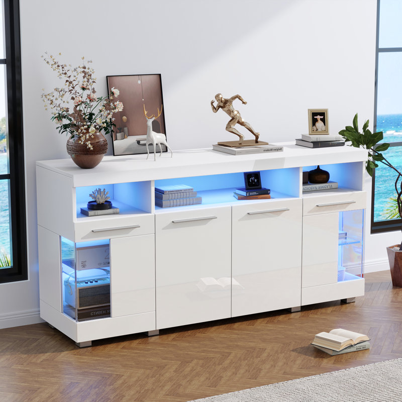 Heron 140cm Wide Accent Sideboard, White