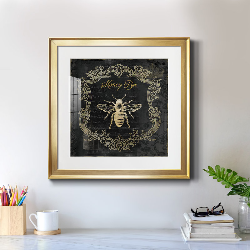 Royal Honey Bee II - Reproduction d'art graphique sur papier encadré, H 26,5 po x l 26,5 po x P 1,5 po, Papier encadré doré
