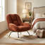Fauteuil à bascule moderne rembourré avec base en bois d'hévéa, rouge, idéal pour la chambre d'enfant, le salon et la chambre à coucher.-1149199390-1151497856