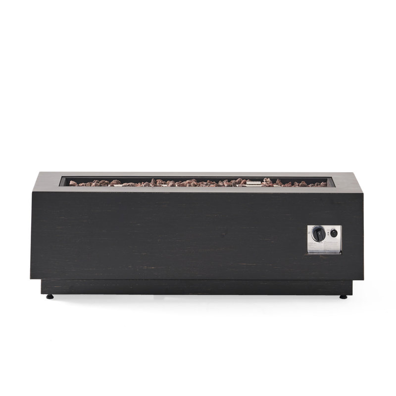 40" Outdoor Fire Pit, Rectangular Iron, 50,000 , Dark Grey, Stunning, No Assembly Hip,