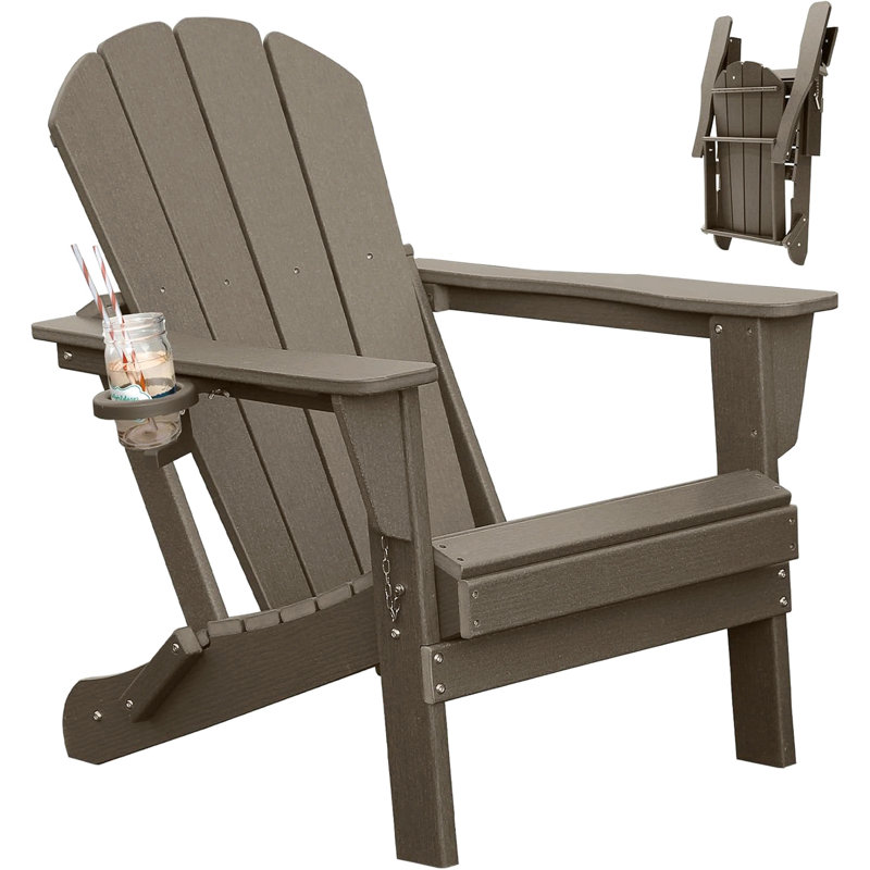 Chaises Adirondack durables en PEHD, pliables et portatives avec porte-gobelet pour patio