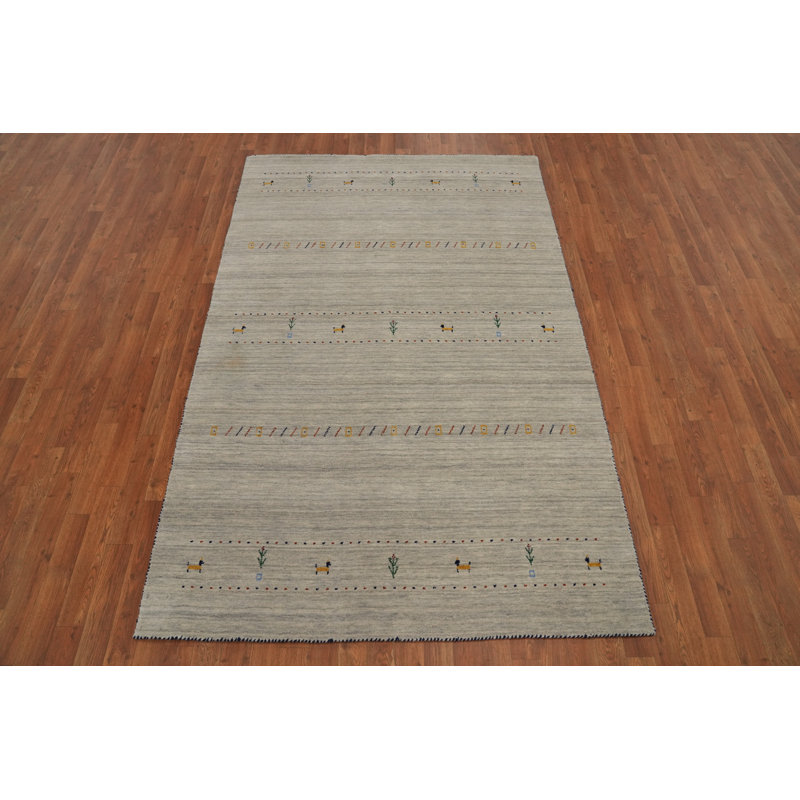 Tapis tribal en laine fabriqué à la main de style Gabbeh 5 x 8