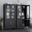 Classeur vertical en métal pour bureau à domicile avec portes en verre et 3 tablettes réglables-257591101