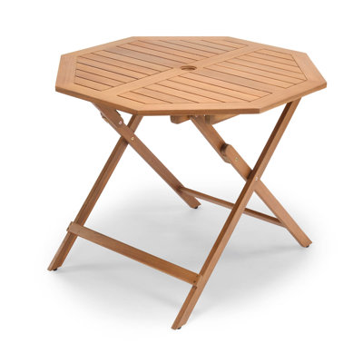 Cannes Acacia Folding Outdoor Dining Table With Umbrella Hole , 90cm W 90cm D