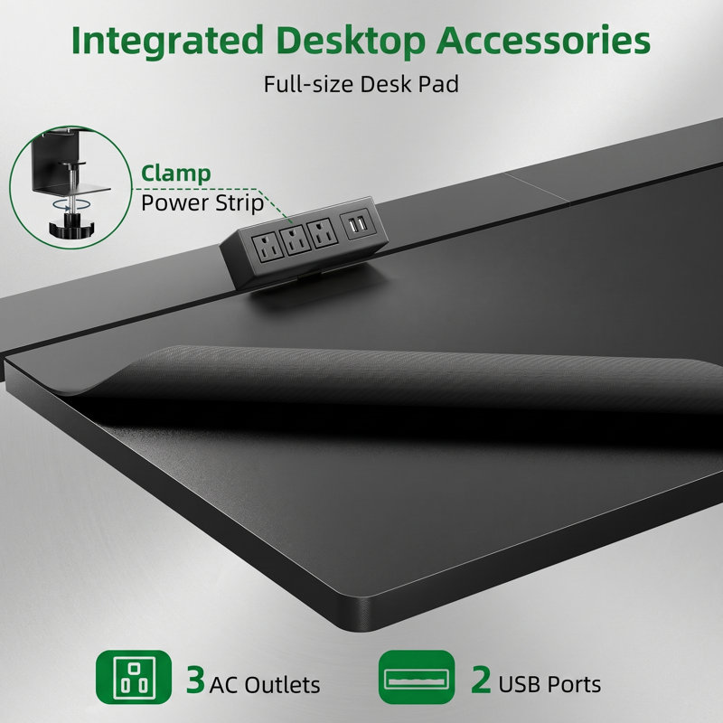 Electric Standing Desk With Flip-up Cable Management