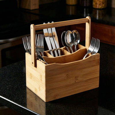 Bamboo Rectangle Flatware Caddy