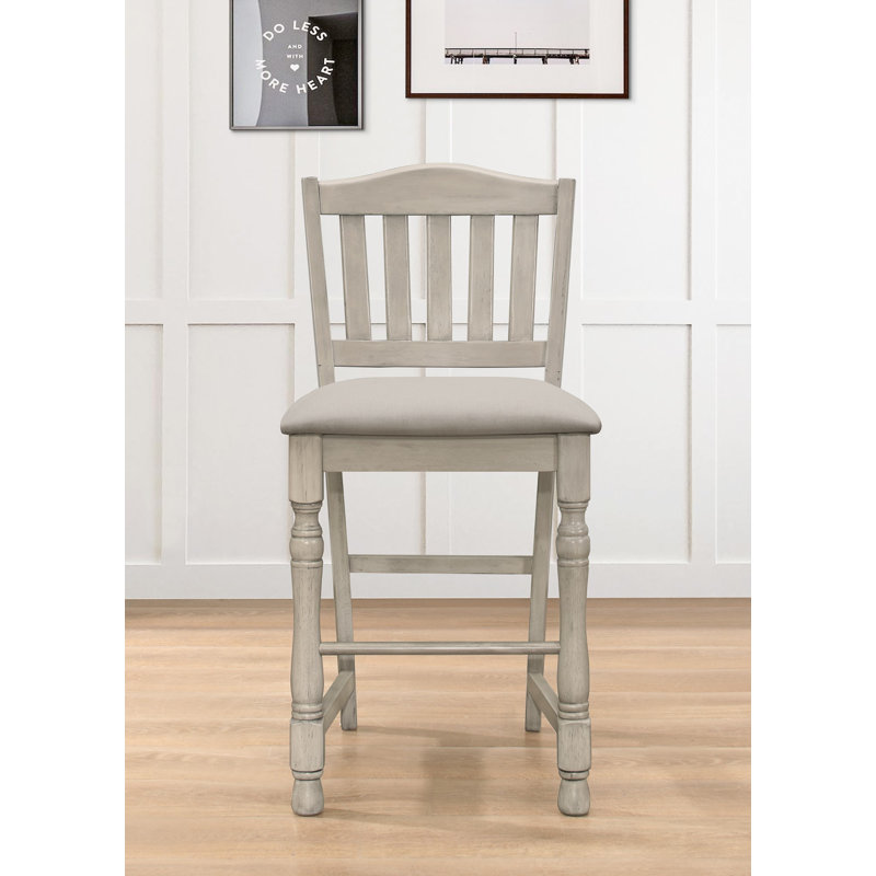 Corsair Upholstered Canvas Counter Stool with Solid Wood Frame