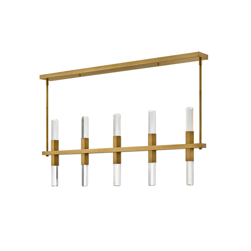 Cecily Heritage Brass LED Kitchen Island Pendant with Clear Crystal