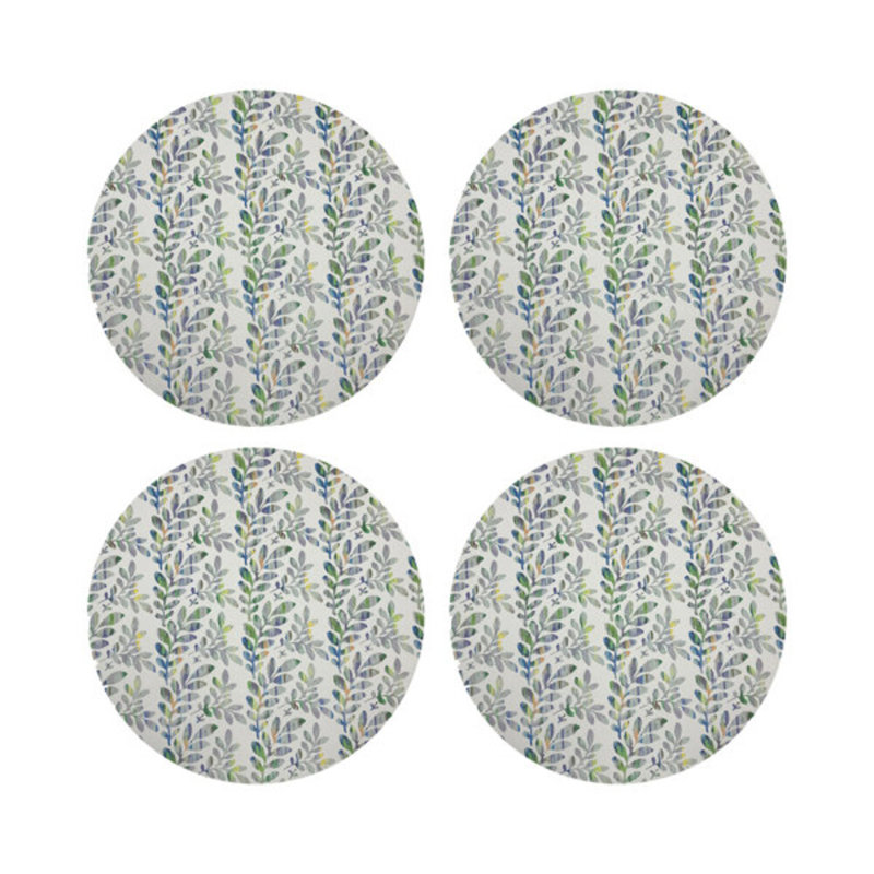 Tuileries Champagne Vegan Leather Round Coasters, Verdure