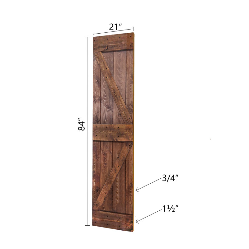 Porte de grange coulissante double en bois massif 42 po x 84 po (21 po x 84 po / ch x 2) avec trousse de quincaillerie d'installation - Assemblage requis