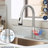 Brushed Nickel Kitchen Faucets With 4 , Pull Down Locking Buckle, Scratch And Rust-, For Rv Bar Sinks, 1.8Gpm Flow, 360 Rotatable, Uncomplicated Setup Approach Faucet & 4 Spraying Modes, Tarnish-,