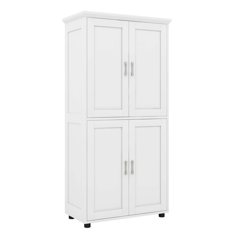 Grande armoire de salle de bain, armoires de rangement autoportantes avec 4 portes, tablettes réglables pour la cuisine, garde-manger